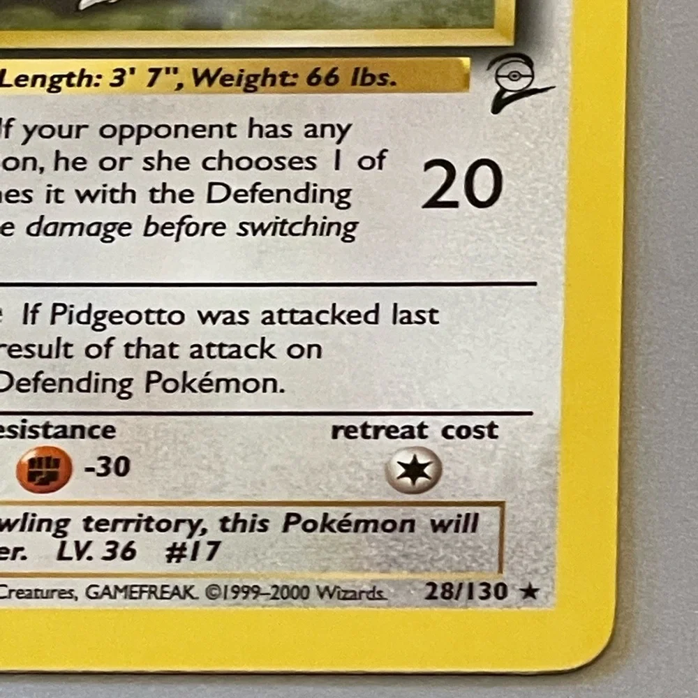 Pokémon Base Set 2: Rare Pidgeotto + purple Psychic Energy card